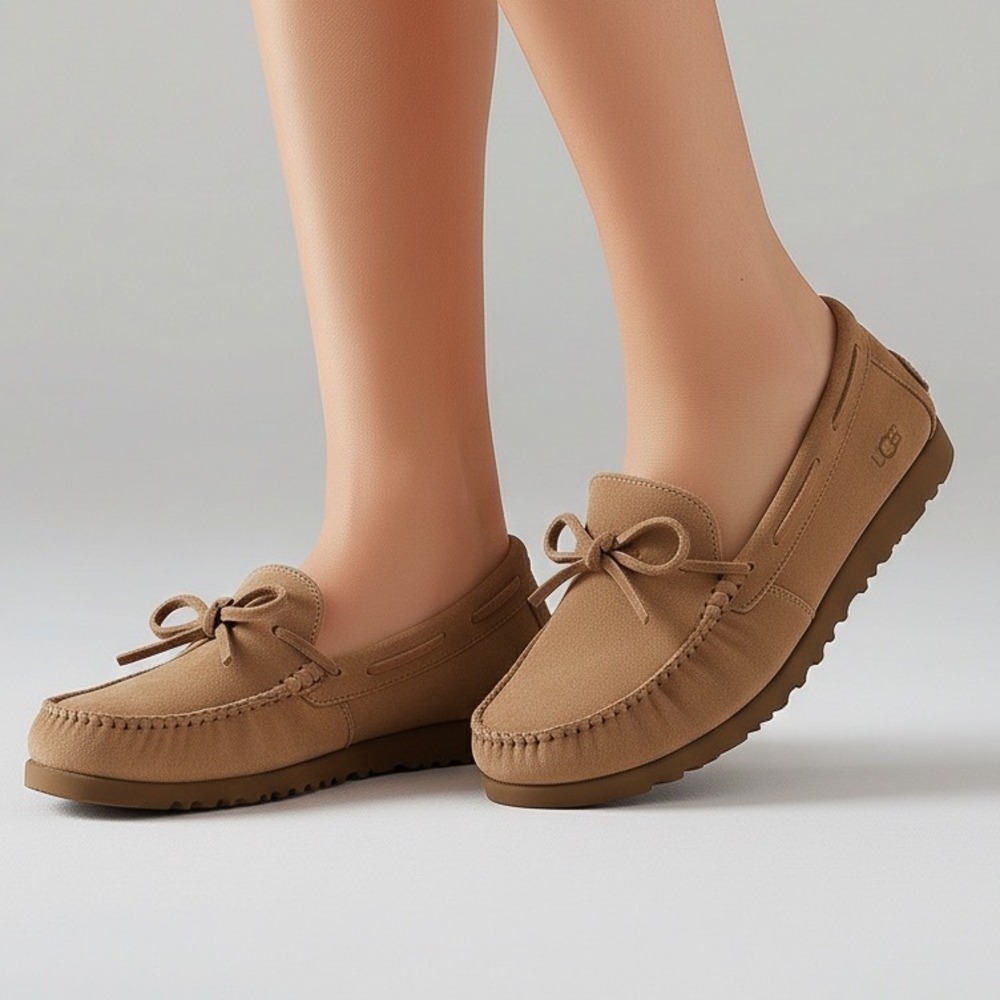 UGG Australia Ansley Suede Moccasin Tan Loafers Women Shoes 10